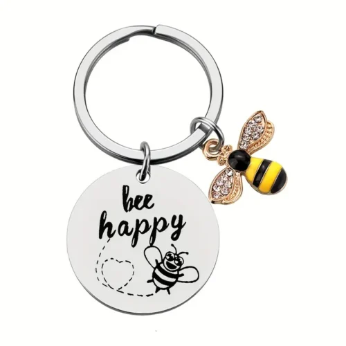 Brelok ze Stali Nierdzewnej "Bee Happy"